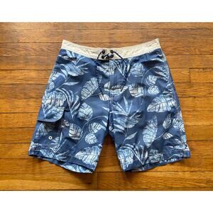 TOMMY BAHAMA Relax Blue/White Floral Cargo Swim Shorts sz M
